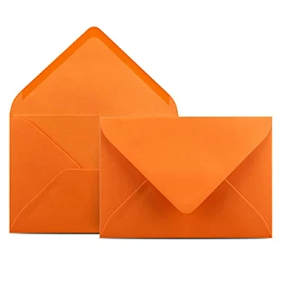 Afbeelding van Colours 4 you 100 enveloppen DIN C6 oranje 11,4 x 16,2 cm met natte sluiting 80 g/m² puntige klep zonder venster