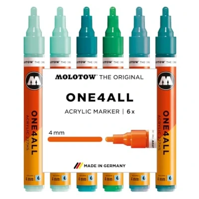 Afbeelding van Molotow One4All 227HS 6 stuks tropische acrylstiften (lijndikte 4,0 mm, dekkend en permanent, sneldrogend, navulbaar, voor bijna alle oppervlakken)