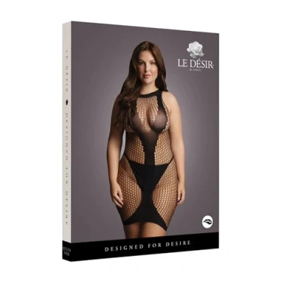 Afbeelding van High Neck Net Contrast Mini Dress Black OSX