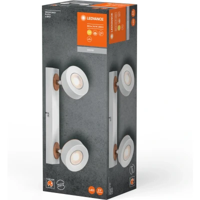 Afbeelding van LEDVANCE LED plafondspot Pluto, staal, hout, 2 lamps, wit