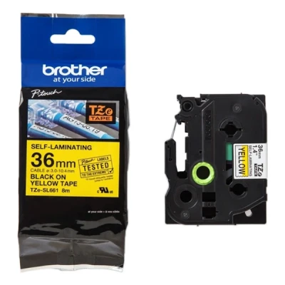 Image de Brother TZe SL661 Auto adhésif noir sur jaune Rouleau (3,6 cm x 8 m) 1 cassette(s) ruban laminé pour P Touch PT D800W, P900W, P950NW