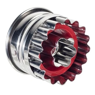 Afbeelding van Westmark Linzer uitsteekvorm voor koekjes, rozet met uitwerper, roestvrij staal/kunststof, Kerstmis, zilver/rood, 35062291