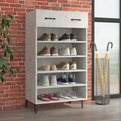 Afbeelding van Schoenenkast 60x35x105 cm bewerkt hout betongrijs