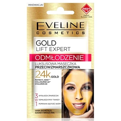 Afbeelding van Eveline Cosmetics Gold Lift Expert Rejuvenation Luxury Anti Wrinkle Mask 3in1 7ml.