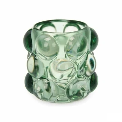 Afbeelding van Kaarshouder Microbolletjes Groen Kristal 8,4 x 9 cm (12 Stuks)