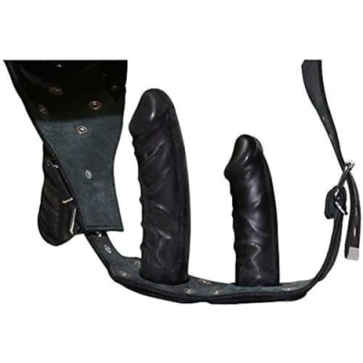 Afbeelding van Leren String met 3 Dildo&#039;s