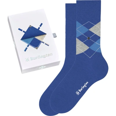Afbeelding van Burlington giftbox 2P sokken argyle groen &amp; grijs 0029 40 46