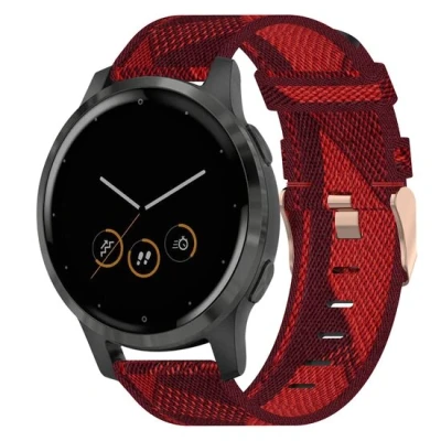 Afbeelding van Garmin Venu 3s / Vivoactive 4s 2s Vivomove Forerunner 255s Canvas nylon bandje Rood