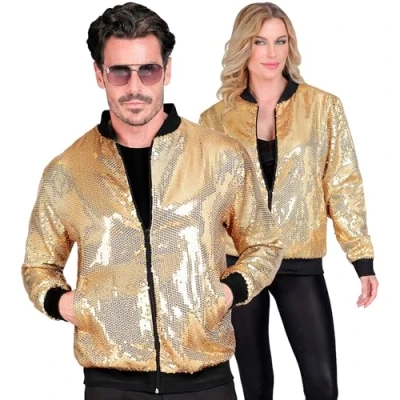Afbeelding van Widmann Jaren 80 &amp; 90 Kostuum Bomberjack Pailletten Goud Glits And Glam XXL Carnavalskleding Verkleedkleding