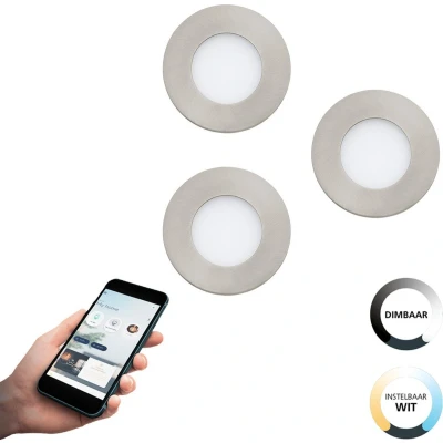 Afbeelding van EGLO connect.z Fueva Z Smart Inbouwlamp Ø 8,5 cm Grijs/Wit Set 3 spots Instelbaar wit licht Dimbaar Zigbee