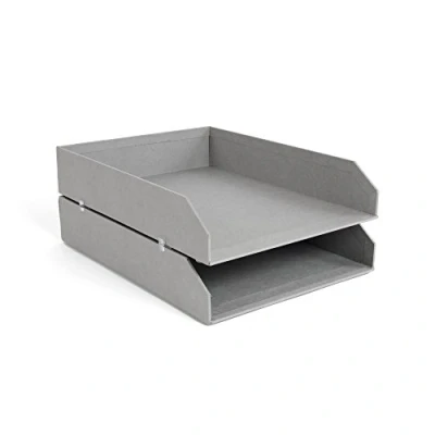 Afbeelding van Bigso Box of Sweden 789254101N Set van 2 stapelbare mand vezelplaat, 31 x 23 6 cm, grijs