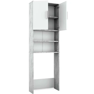 Afbeelding van Vicco Toiletkast 64 x 190 cm met 2 deuren Beton/Wit
