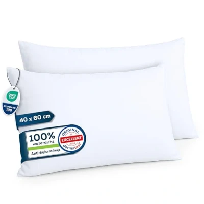 Afbeelding van Sensalou Anti allergisch Waterdicht Beschermende Kussenhoes met Rits Set van 2 stuks Ademend en vochtregulerend Huisstofmijt 40x60cm