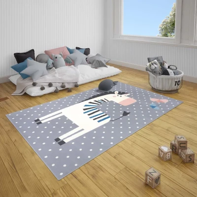Afbeelding van Kindervloerkleed Zebra Zibbie Grijs 120x170 Cm