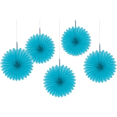 Afbeelding van Mini waaiers caribbean blauw 5 stuks