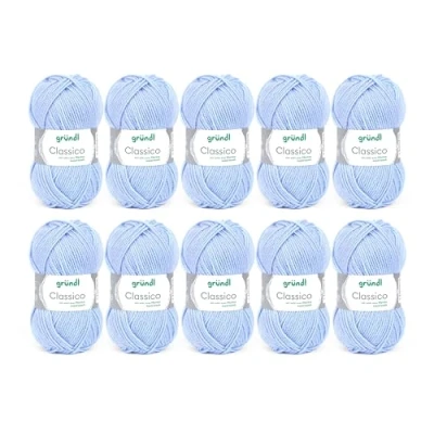 Image de Gründl laine Classico épaisse pour tricot et crochet Fil à tricoter douce la peau 50% mérinos, polyacrylique 10 pelotes de 50 g / 120 m Taille des aiguilles
