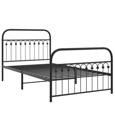Afbeelding van vidaXL Bedframe met hoofd en voeteneinde metaal zwart 107x203 cm