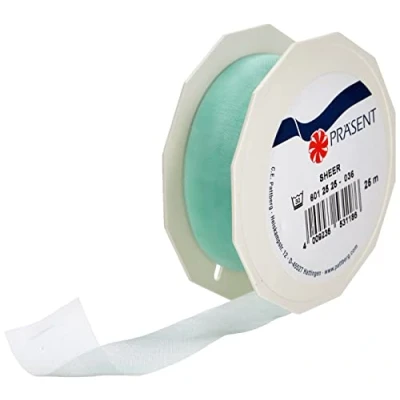 Afbeelding van PRÄSENT Sheer Organza lint mintgroen, 25 meter lint, mm breed, decoratie en knutselen, decoratief voor geschenken