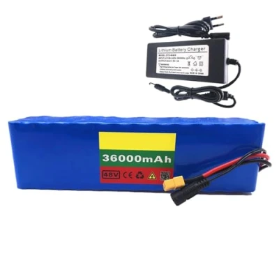 Afbeelding van Lithium ion accu 48 V 36 Ah 13S3P met oplader, geïntegreerde BMS bescherming, ideaal voor 200 1500 W XT60 Plug e bike motor