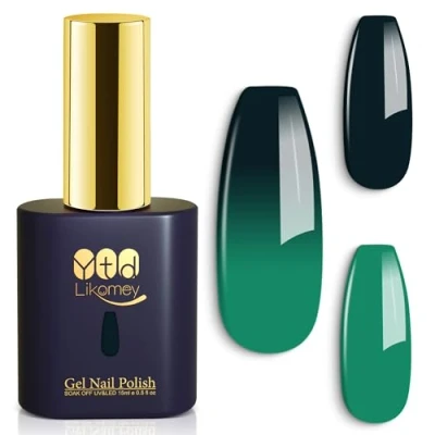 Afbeelding van YTD Likomey Chameleon Semi permanente nagellak met kleurverandering, 15 ml, temperatuurverandering, soak off gel, UV, LED, nagellak, manicure, groen/lichtgroen