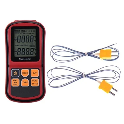 Afbeelding van RGBS Dual Channel Digitale Thermometer met twee K Type Thermokoppels Temperatuur Meter LCD achtergrondverlichting voor K/J/T/E/R/S/N thermokoppel