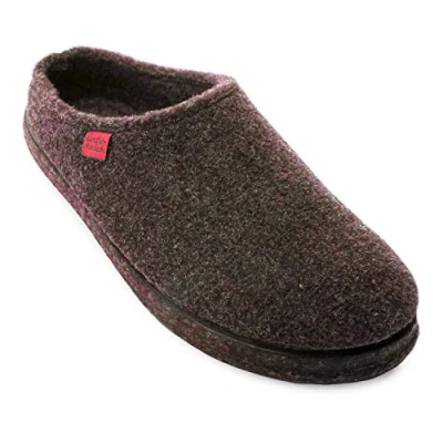 Afbeelding van Andrés Machado Unisex heren dames pantoffels zomer winter AM001 vilt wol katoen buitenzool anti slip rubberen loopzool maten 36 44,5 volwassenen + 42 kinderen, Bruin