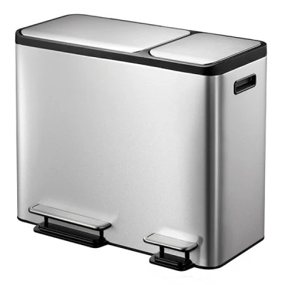 Image de EKO Poubelle à pédale EcoCasa 30+15 L Argenté mat