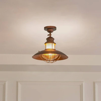 Afbeelding van Lindby plafondlamp 1licht metaal, glas H: 34.5 cm E27 roodbruin, helder
