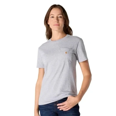 Afbeelding van Carhartt K87 dik T shirt met korte mouwen en zak, losse pasvorm, dames shirts (1 stuk), Grijs Chinees