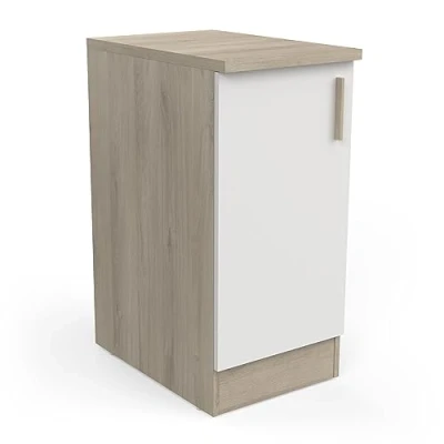 Afbeelding van Demeyere Keukenmeubel met werkblad, 1 deur, complete keuken &quot;Original&quot;, kleur licht eiken en mat wit, 44,3 x 60 100,6 cm
