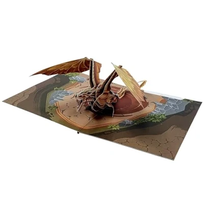 Afbeelding van 3D pop upkaart, bergdraak, verjaardagskaart, handgemaakte wenskaart, cadeau voor jongens, meisjes, vrienden en familie