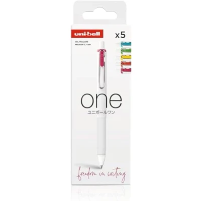 Afbeelding van Uni ball Rollerball Gel inkt One 0,7 mm etui 5 kleuren neon