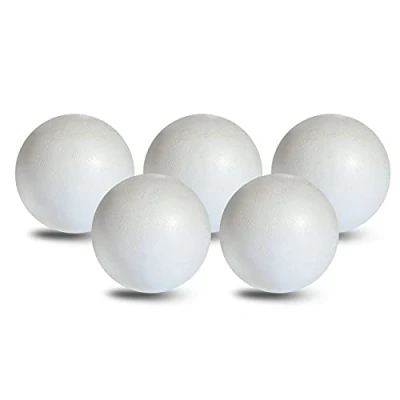 Afbeelding van Styropor set van 5 ballen Ø 10 cm in glad en duurzaam polystyreen voor knutselwerk, modelbouw, creatieve projecten, wit