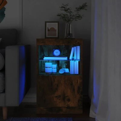 Afbeelding van Dressoir met LED verlichting 41x37x67 cm gerookt eikenkleurig