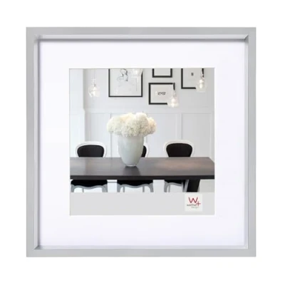 Afbeelding van Walther Design ES330S fotolijst zilver 30x30 cm met passe partout, kunststof frame stalen stijl