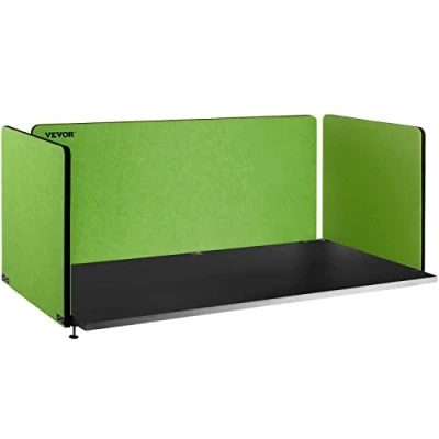 Image de VEVOR Panneau de Séparation pour Bureau 3 Panneaux Verts Séparateur Acoustique 152x61x61 cm Frontal épaisseur 10 35 mm écran Espace Privé école