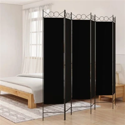 Afbeelding van vidaXL Kamerscherm met 6 panelen 240x200 cm stof zwart