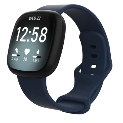 Afbeelding van Fitbit Versa 3 &amp; 4 / Sense 1 2 Sportbandje Donkerblauw Maat: M/L