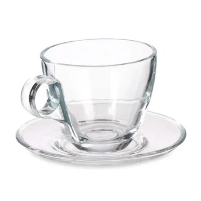 Afbeelding van Kopje met schoteltje Transparant Glas 170 ml (6 Stuks)