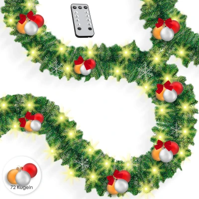Afbeelding van KESSER® Kerstslinger met verlichting, 200 leds, kerstverlichting, voor binnen en buiten, kerstdecoratie