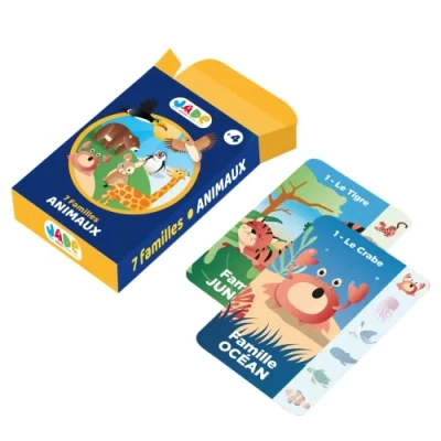 Afbeelding van J.A.D.E Spel van 7 families over het thema dieren kaartspel 142121 54 kaarten karton Frans design Kinderspel 2 tot 6 spelers 11,5 cm x Vanaf 4 jaar