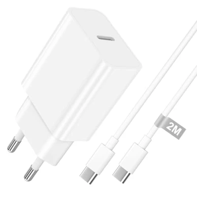 Afbeelding van 30 W snellader USB C voor iPhone 16E/16/16 Pro Max/16 Plus/15/15 Max/15 Plus/iPad, oplader type snel opladen stekker en 2 m oplaadkabel