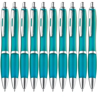 Afbeelding van ZENSCRIBE® 10 stuks ergonomische balpennen, premium kwaliteit, antislip, voor eenvoudig en zacht schrijven, blauwe inkt, turquoise