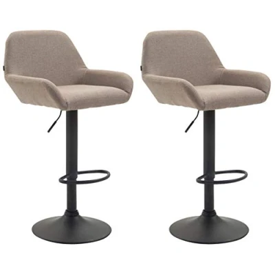 Image de CLP Lot de 2 tabourets bar Braga en tissu , Taupe/Noir