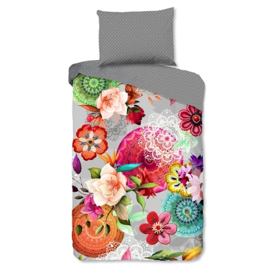 Afbeelding van Flanellen Dekbedovertrek 140x200 cm Mandala en Bloemen Print Multi 1 Persoons 100% Katoen Flanel