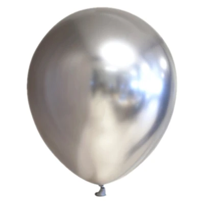 Afbeelding van Zilveren ballonnen chroom 30cm 10 stuks