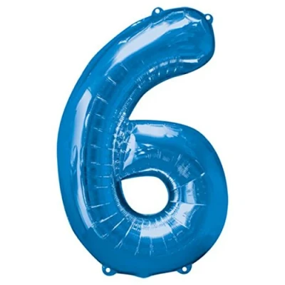 Afbeelding van Unique Party reuzenballon nummer 6, blauw, 86 cm