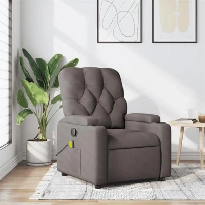 Image de vidaXL Fauteuil de massage inclinable Taupe Tissu4015697