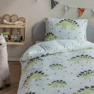Afbeelding van Kinderdekbedovertrek Fleece Dino 140x200 cm Katoen Dieren Fresh&amp;Co Kids Ga naar Dekbed Discounter.nl &amp; Profiteer Nu