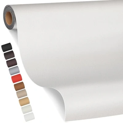Afbeelding van zelfklevend reparatieleer, 80 x 200 cm, lederen reparatiepatch, kunstleer, voor banken, autostoelen, meubels, tassen, jassen (wit)